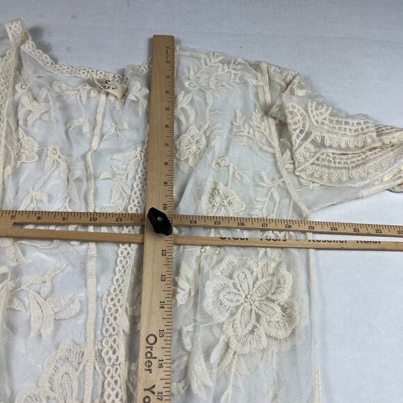 Ember Boho Lace Embroidered Kimono Duster Sheer Festival Cover Up Romantic L - Picture 7 of 9